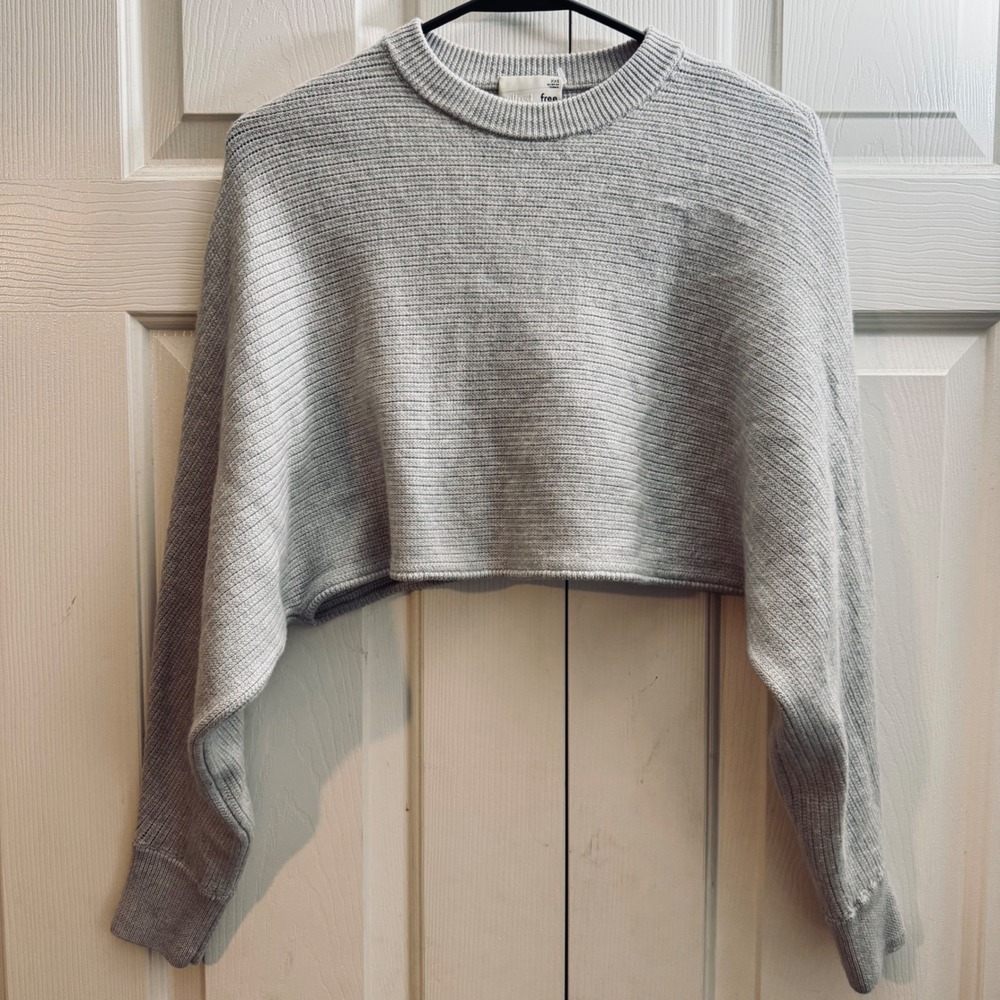 Wilfred Free Aritzia Gaze Sweater XXS Grey Ribbed Knit Cropped Dolman Sleeve - Picture 4 of 10